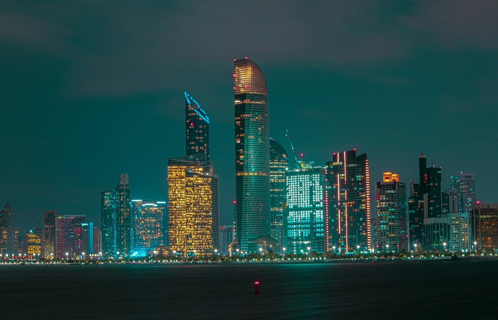 Abu Dhabi skyline at night